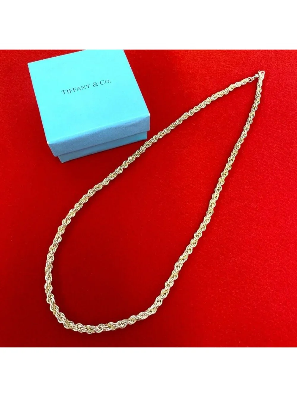 Tiffany & Co Vintage Twisted Rope Necklace Silver Yellow Gold